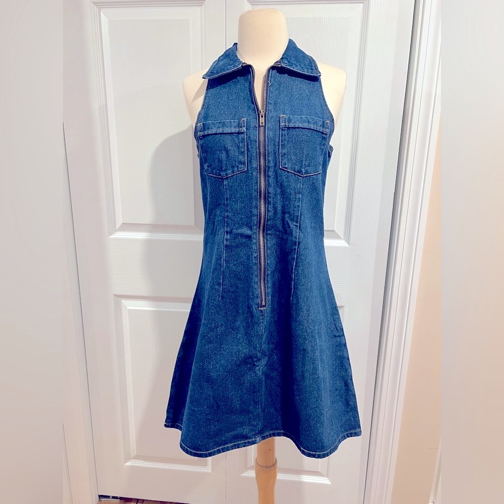 Denim Zip-Front Dress